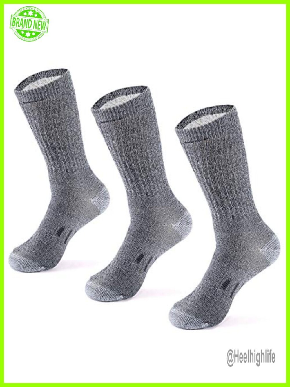 Merino Wool Hiking Socks Crew Length Midweight Cushioned 3 Pairs